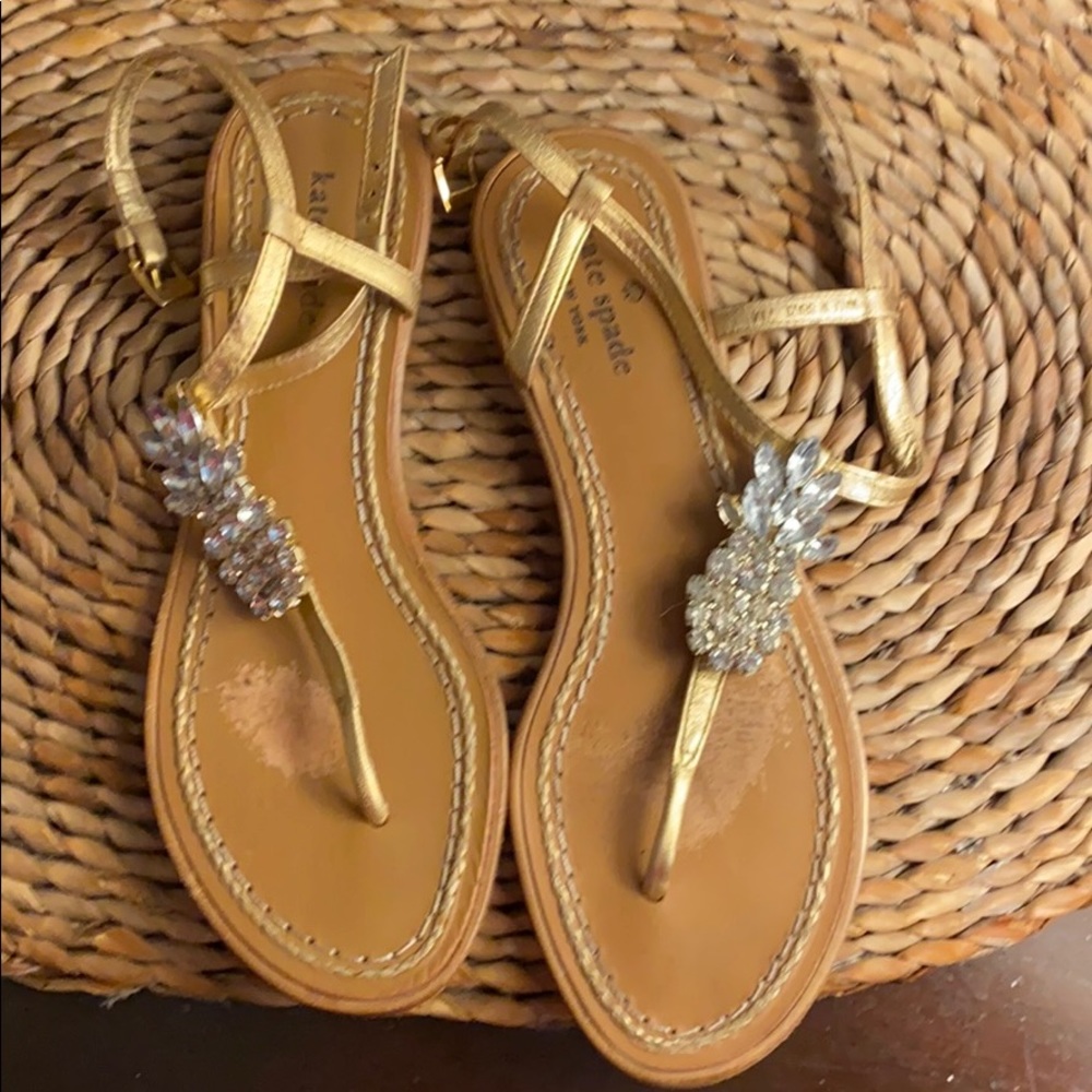 Gold thong with crystal pineapple Lilly Pultizer